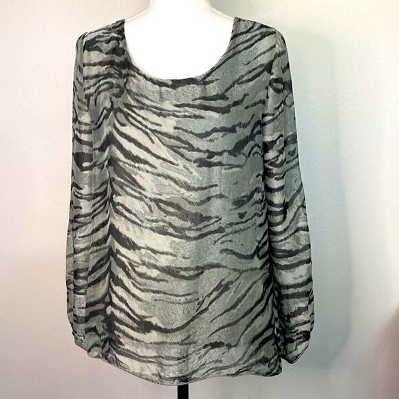 NWT M Made in Italy Silk Woven Long Sleeve Zebra Print Size is S   see Video!!! - Picture 1 of 16